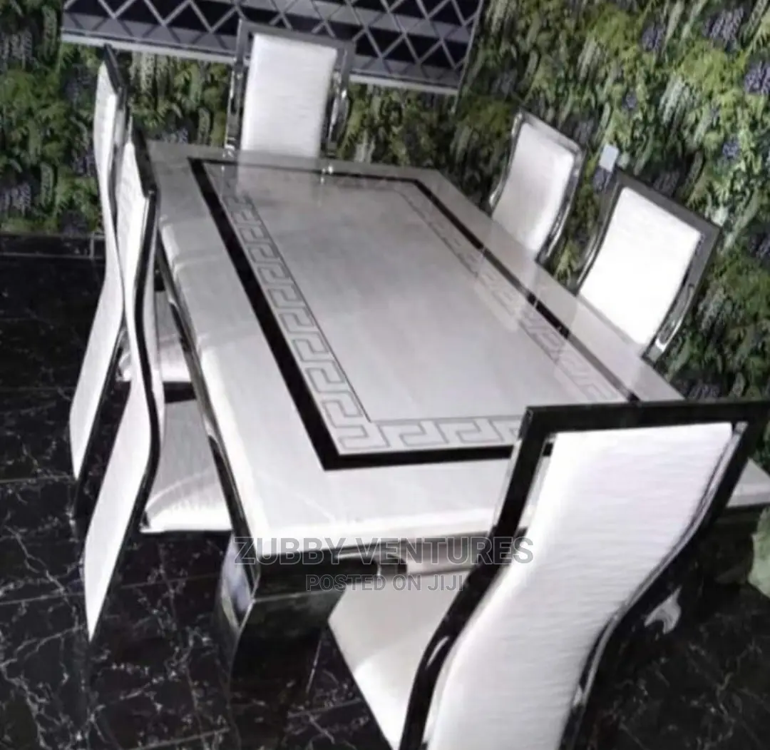 Quality 6-seater Versace Marble Dining Table + 6-exotic Cha