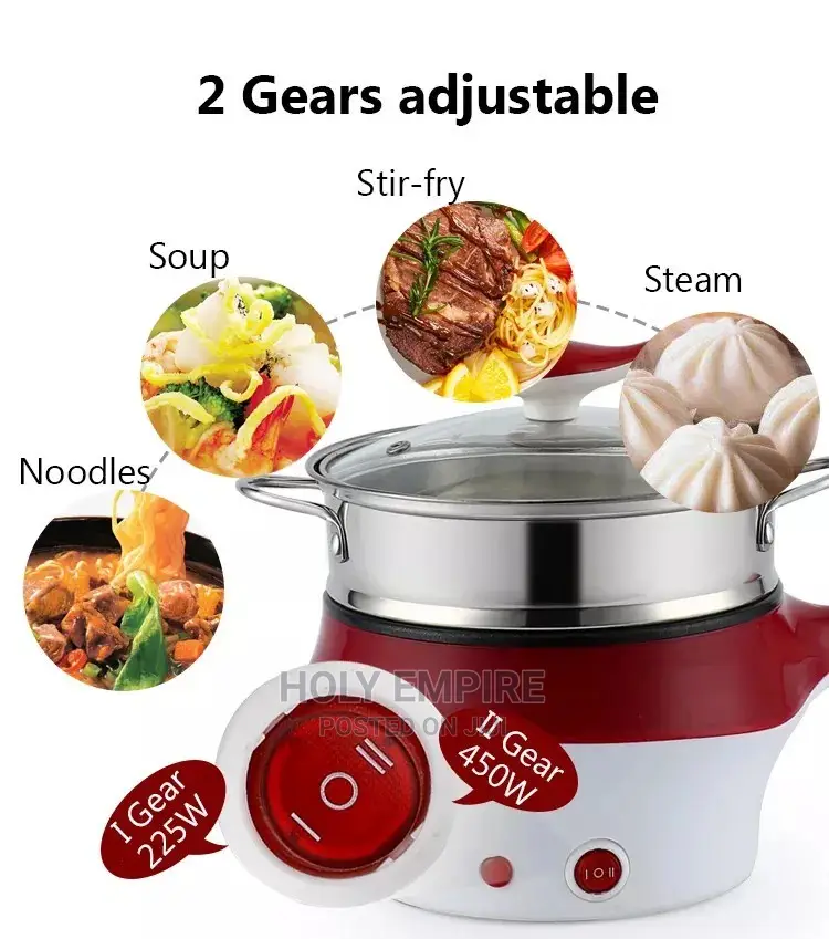 Electric Cooking Pot With Steamer Non-Stick Rice Cooker Pot