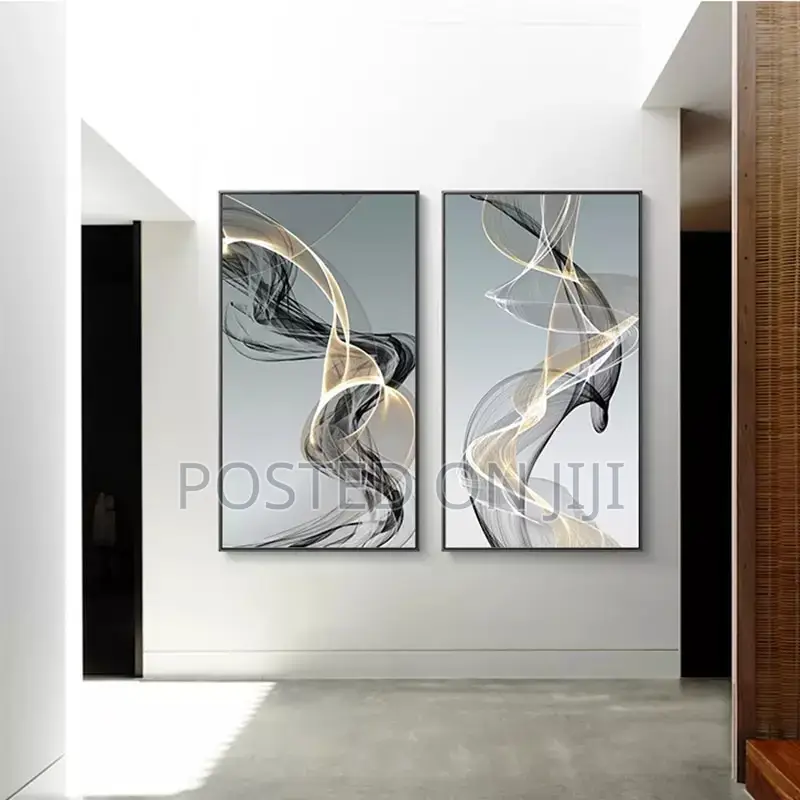 Abstract Black Yellow Line Wall Art