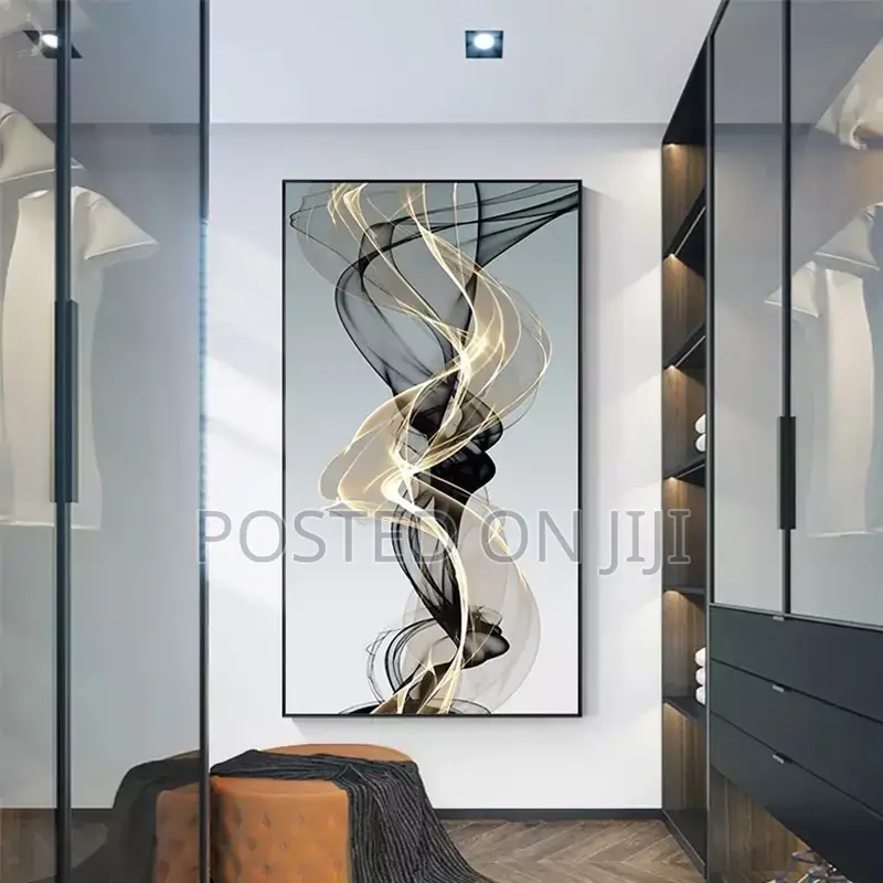 Abstract Black Yellow Line Wall Art