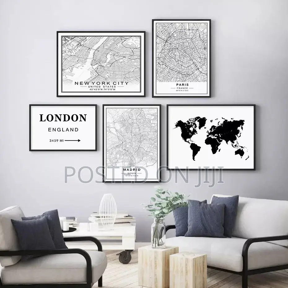 New York Custom Black and White Map