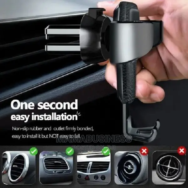 Adjustable Car Air Vent Phone Holder - Black