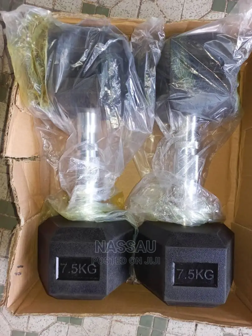 Pair of 7.5kg Hex Commercial Dumbbell