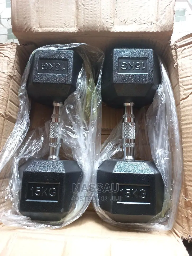 Pair of 15kg Hex Commercial Dumbbell