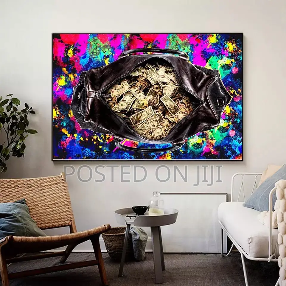 Red Purple Money Bag Canvas Painting