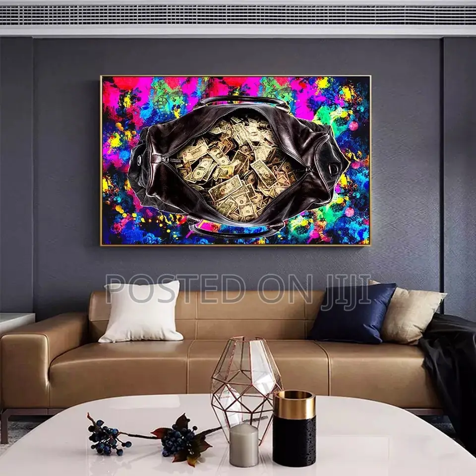 Red Purple Money Bag Canvas Painting