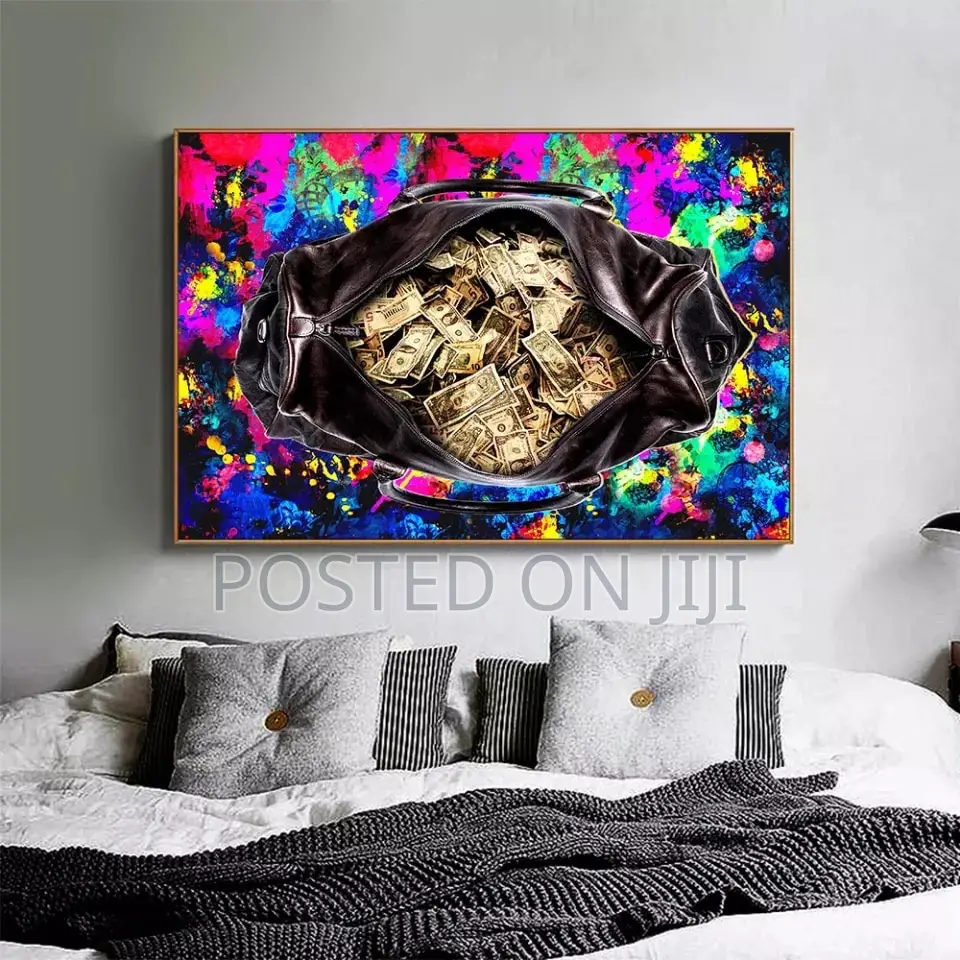 Red Purple Money Bag Canvas Painting