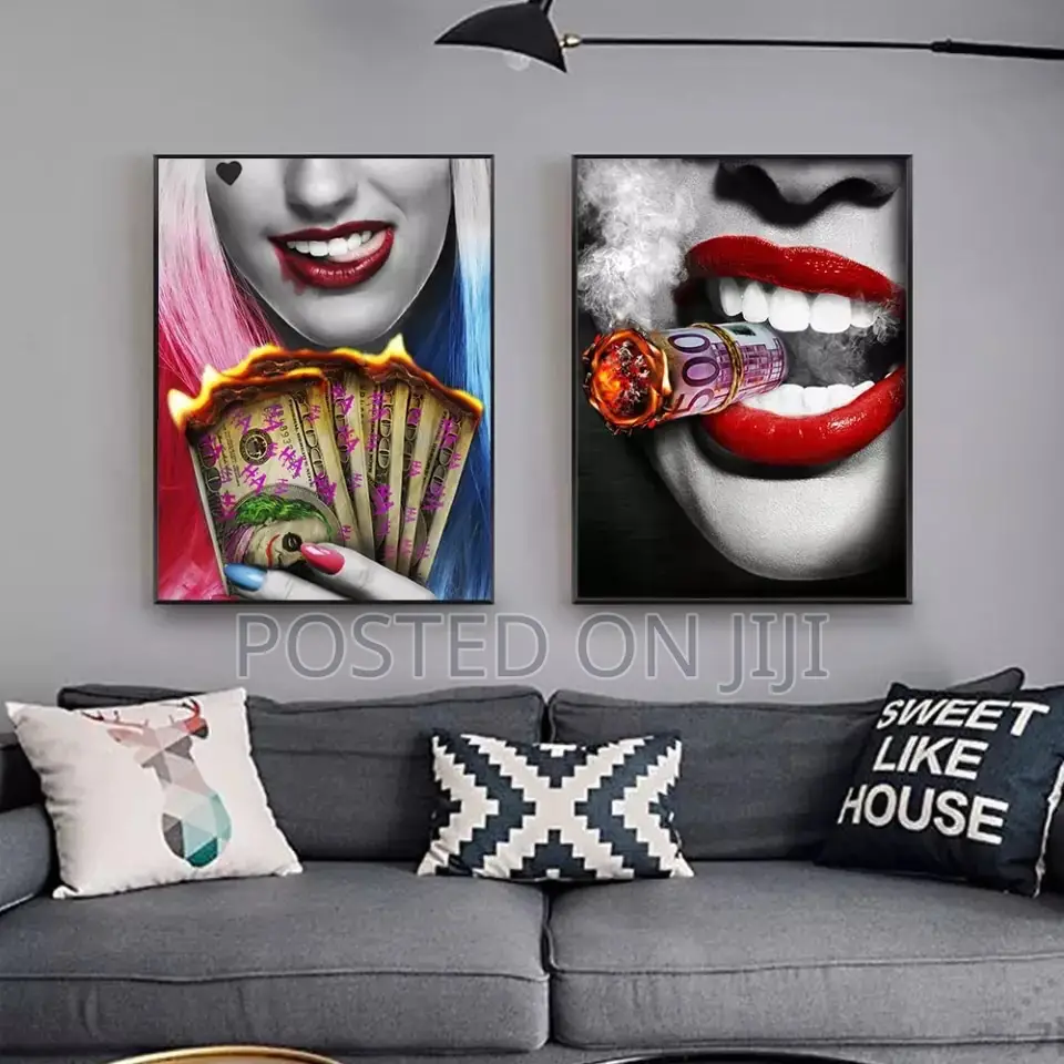 Red Lips Smoking Woman Wall Art