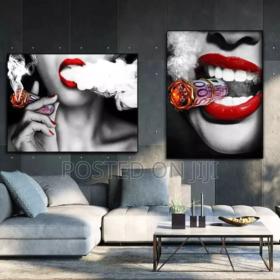 Red Lips Smoking Woman Wall Art