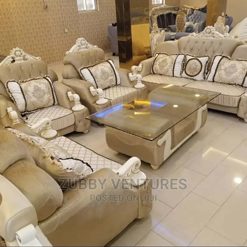 Modern 7 Seater Living Room Fabric Royal Sofa Chair.