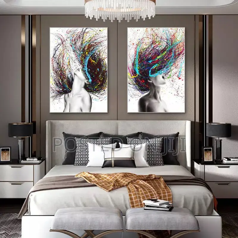 Abstract Colored Woman Hair Wall Art