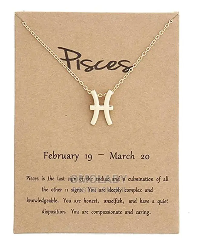 Zodiac Sign Gold Necklace - Pisces