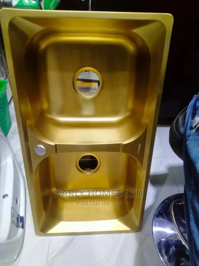 Big Gold Double Bowl Kitchen Sink