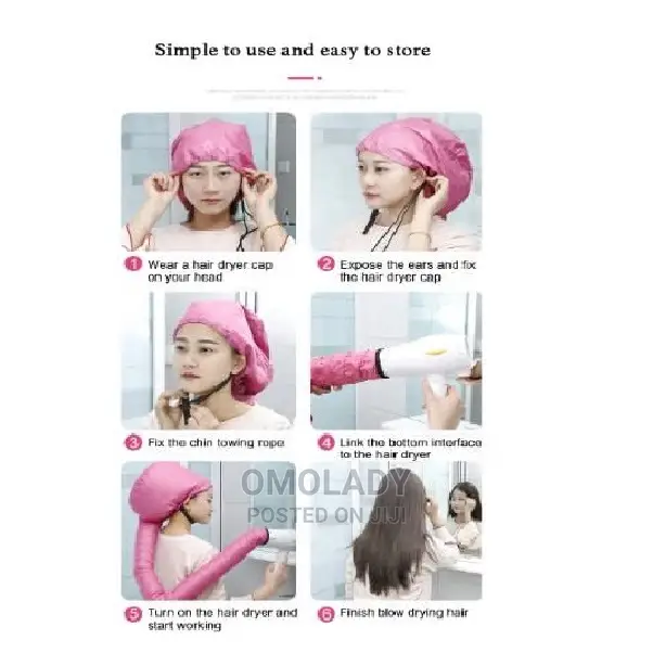Portable Soft Hair Drying Salon Bonnet Cap - Pink