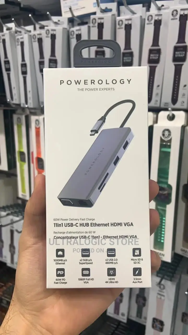 New Powerology 12 in 1 USB-C Hub Ethernet HDMI VGA Adapter