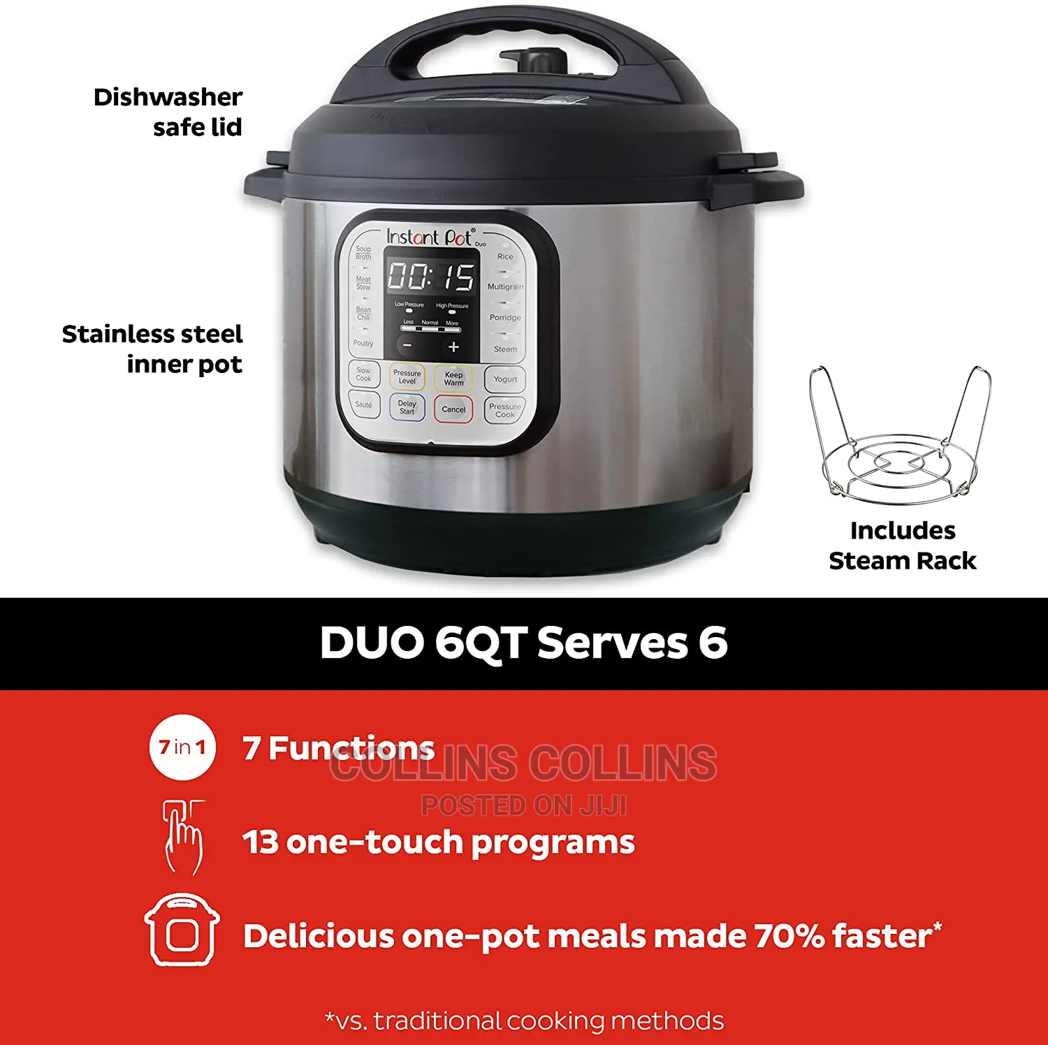 Instant Pot Duo 7-in-1 Electric Pressure Cooker,