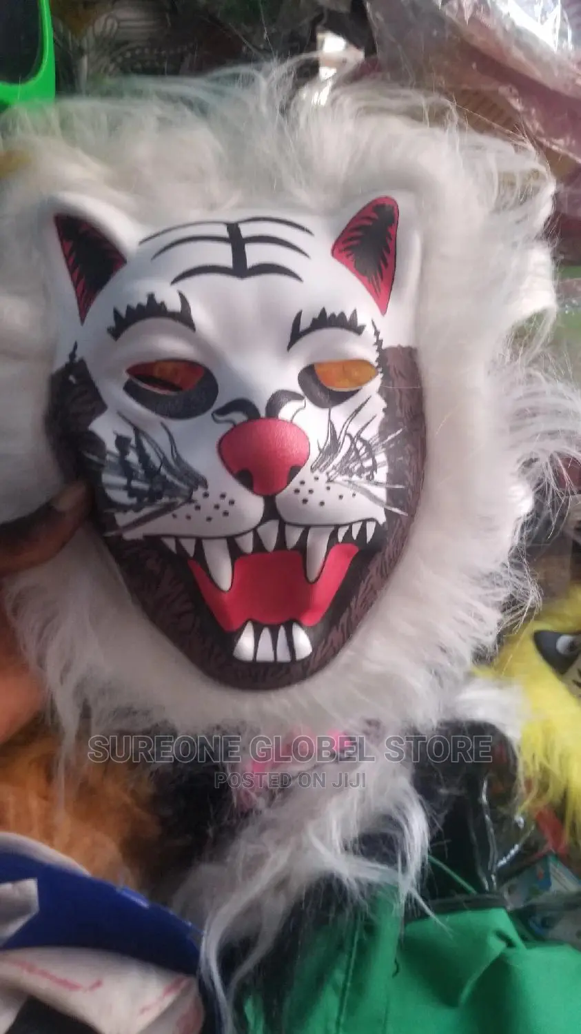 3D Tiger Lion Plush Plastic Full Face Mask Halloween