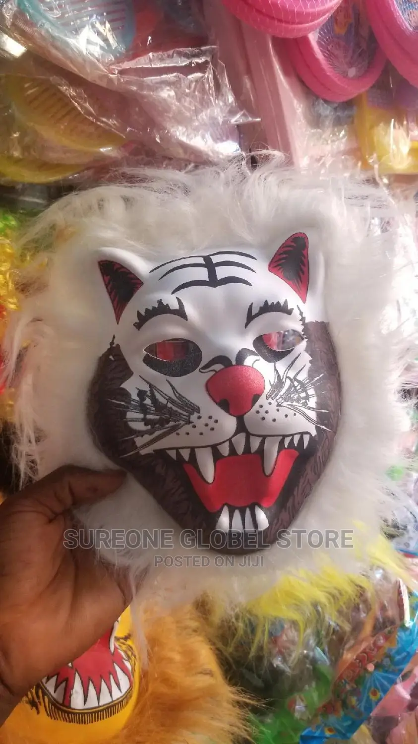 3D Tiger Lion Plush Plastic Full Face Mask Halloween
