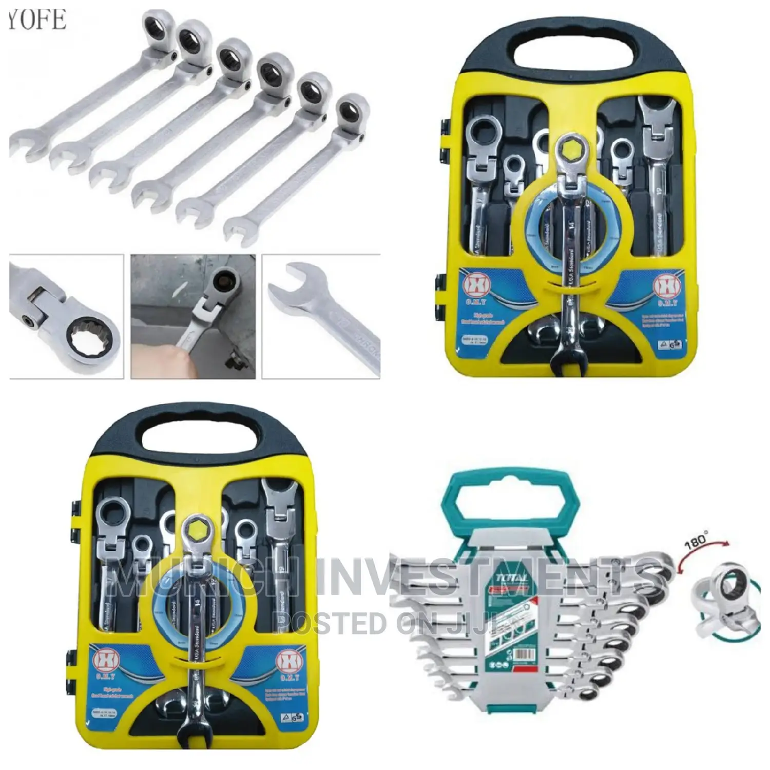 Ratchet Wrench Set With Flexible Head USA Standard 8 -19mm