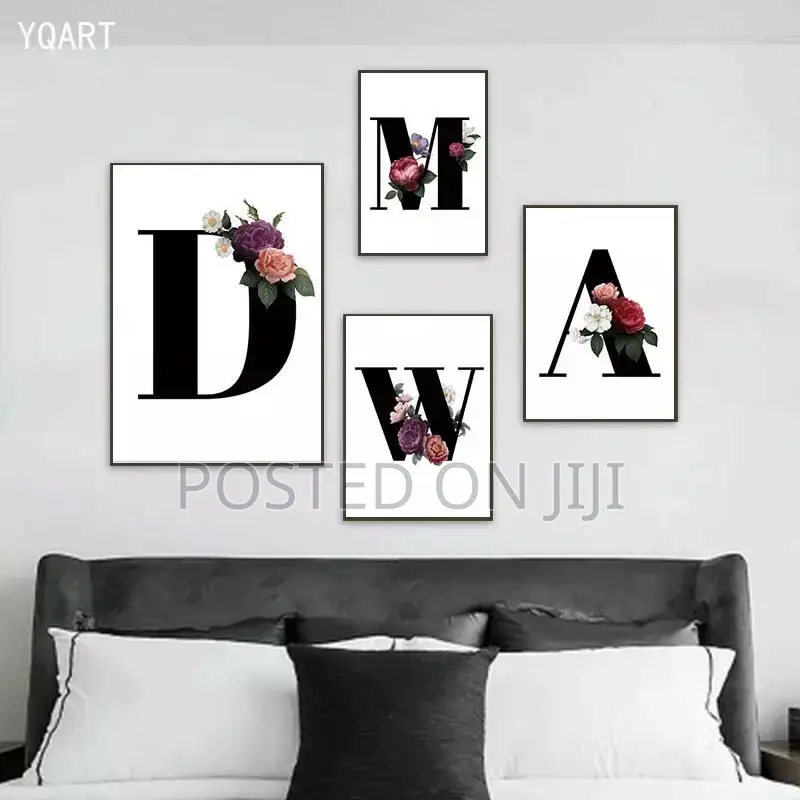 A to Z Black Alphabet Flower