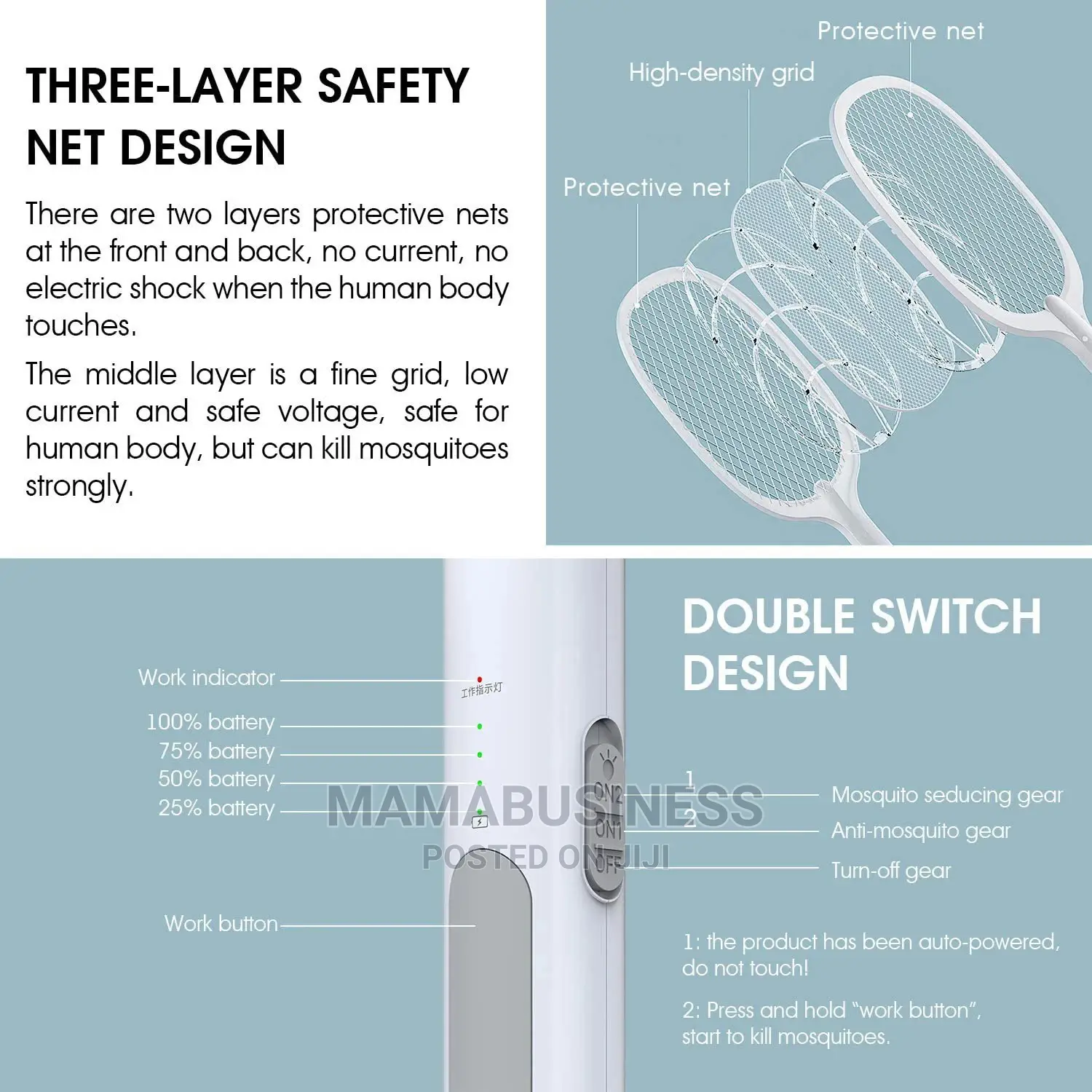 2 In 1 Rechargeable Electric Mosquito Swatter