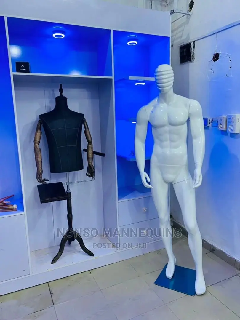 Full Body Fibre Male Glossy White Display Line Face Mannequi