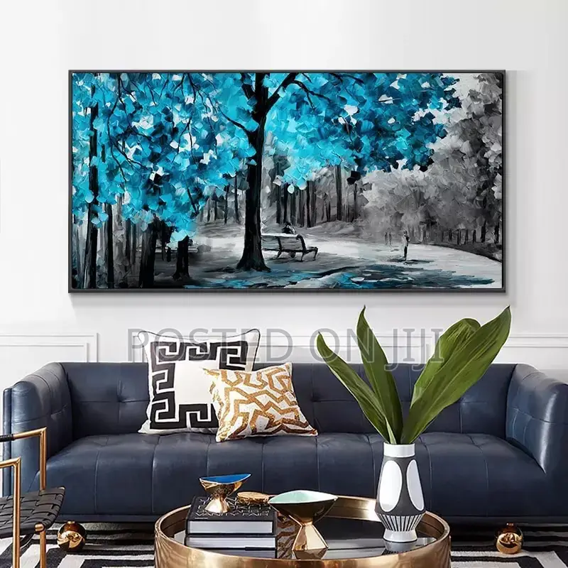 Blue and Yellow Leaves Oil Painting Print