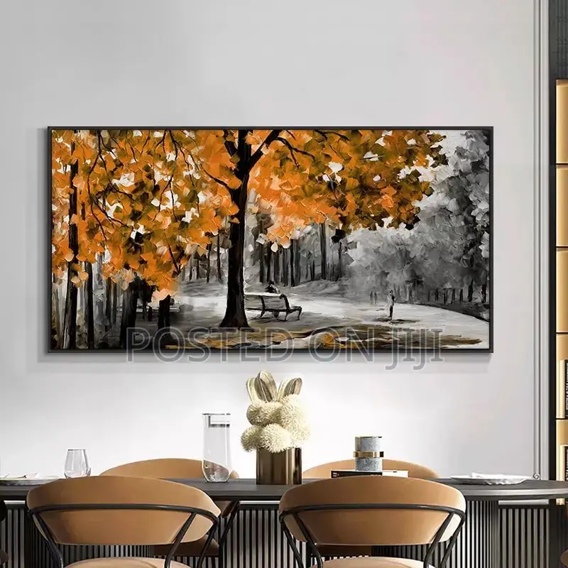 Blue and Yellow Leaves Oil Painting Print