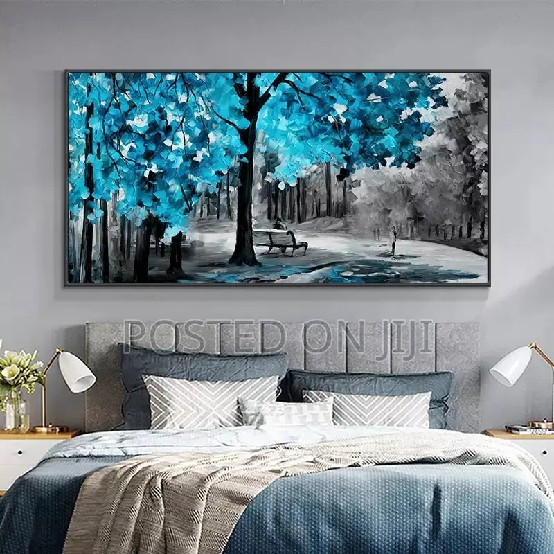 Blue and Yellow Leaves Oil Painting Print