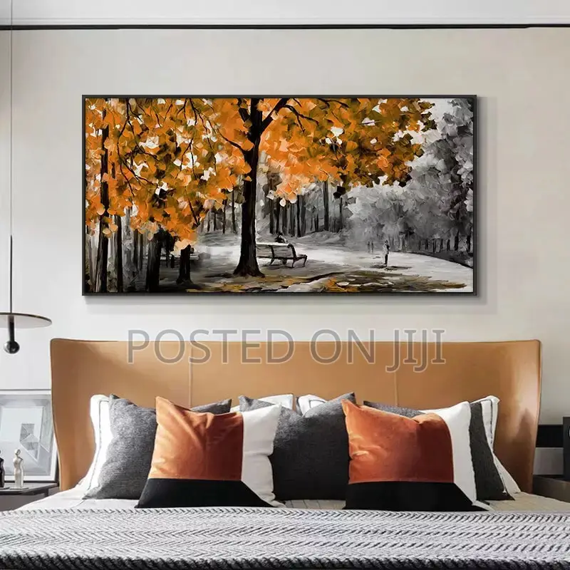 Blue and Yellow Leaves Oil Painting Print