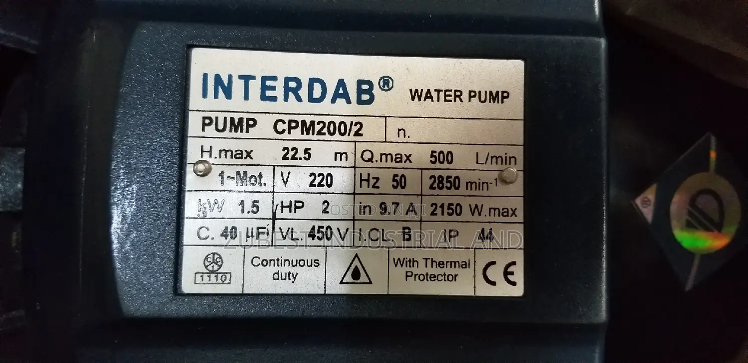 2hp Water Pump 2 Inches 220v Original