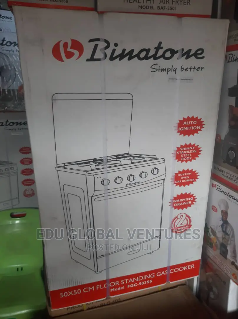Binatone 4burner Standing Gas Cooker, Oven Grill.