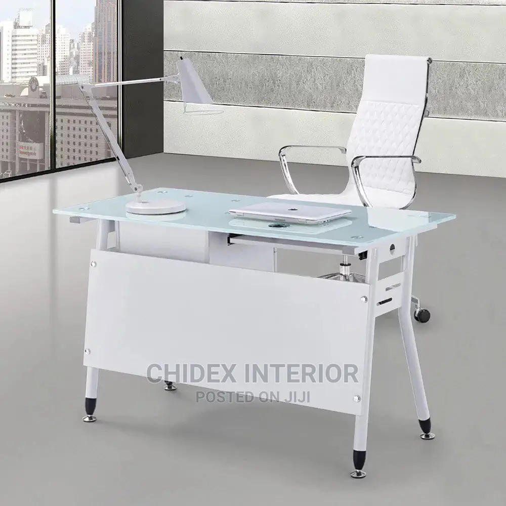 Quality Exotic White Glass Office Table.