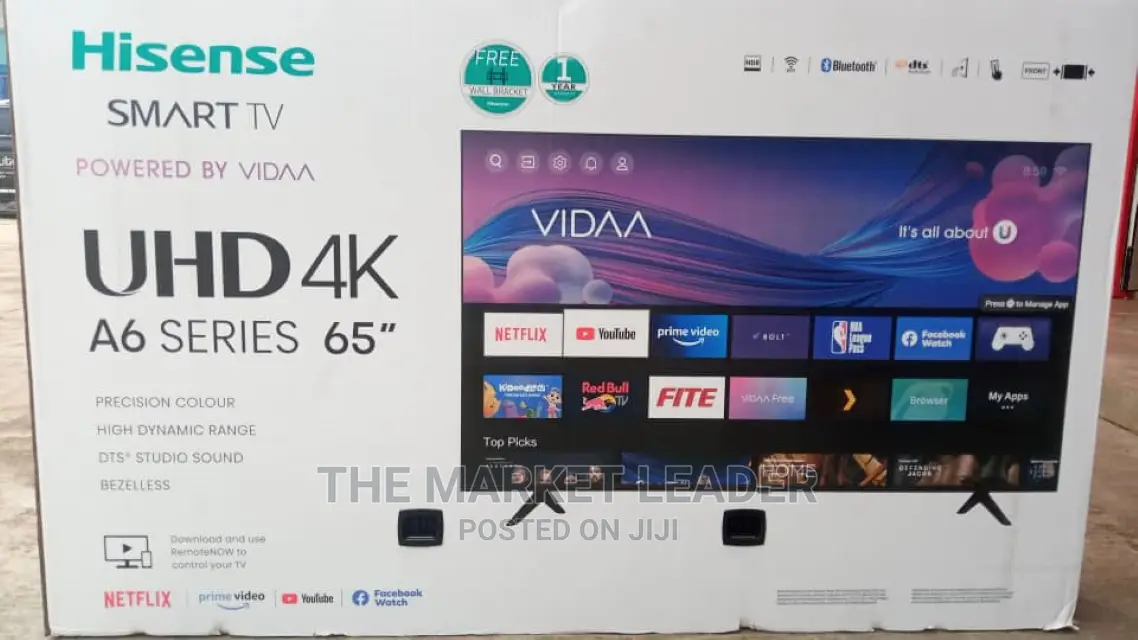 Hisense 65" A6n Uhd Smart Tv W/ Free Wall Bracket