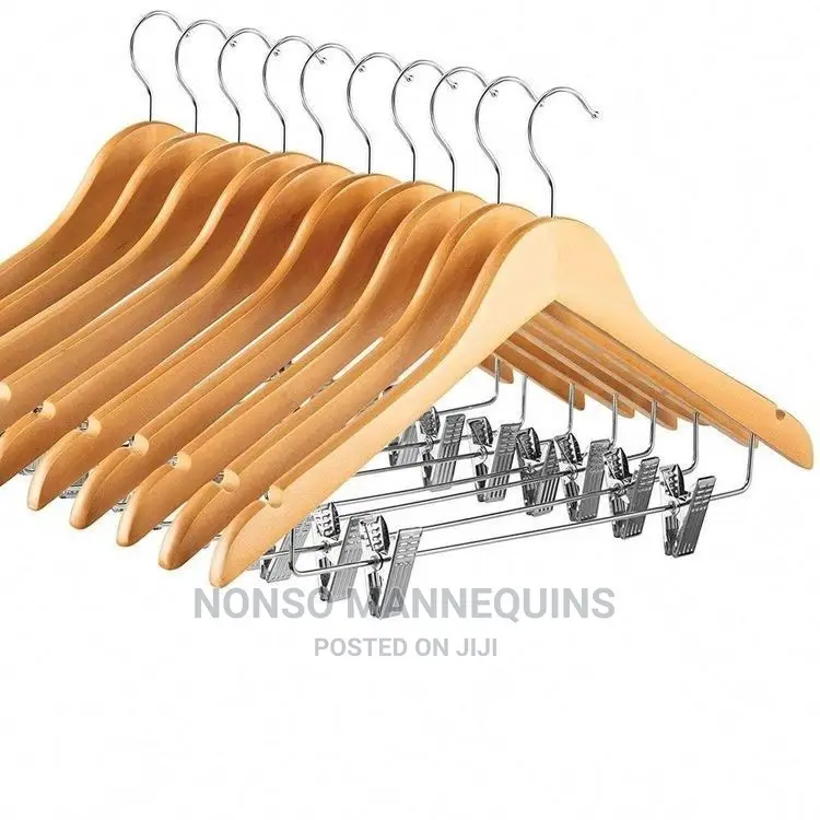 10 Pieces Wooden Clip Clothes Hangers
