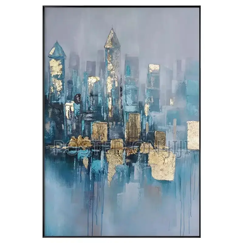 Abstract Blue Flower Canvas and Pint