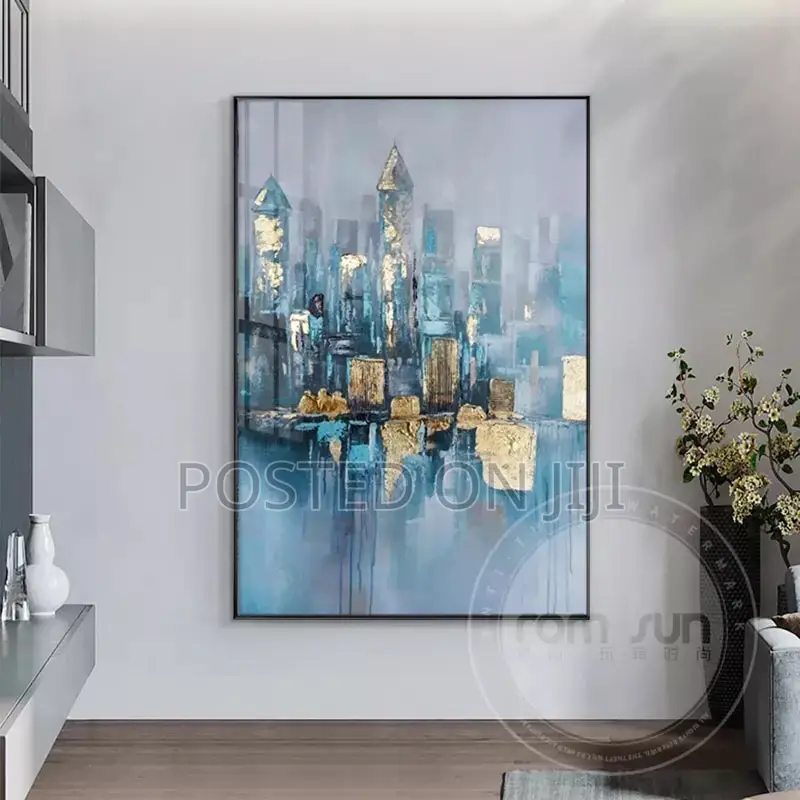 Abstract Blue Flower Canvas and Pint