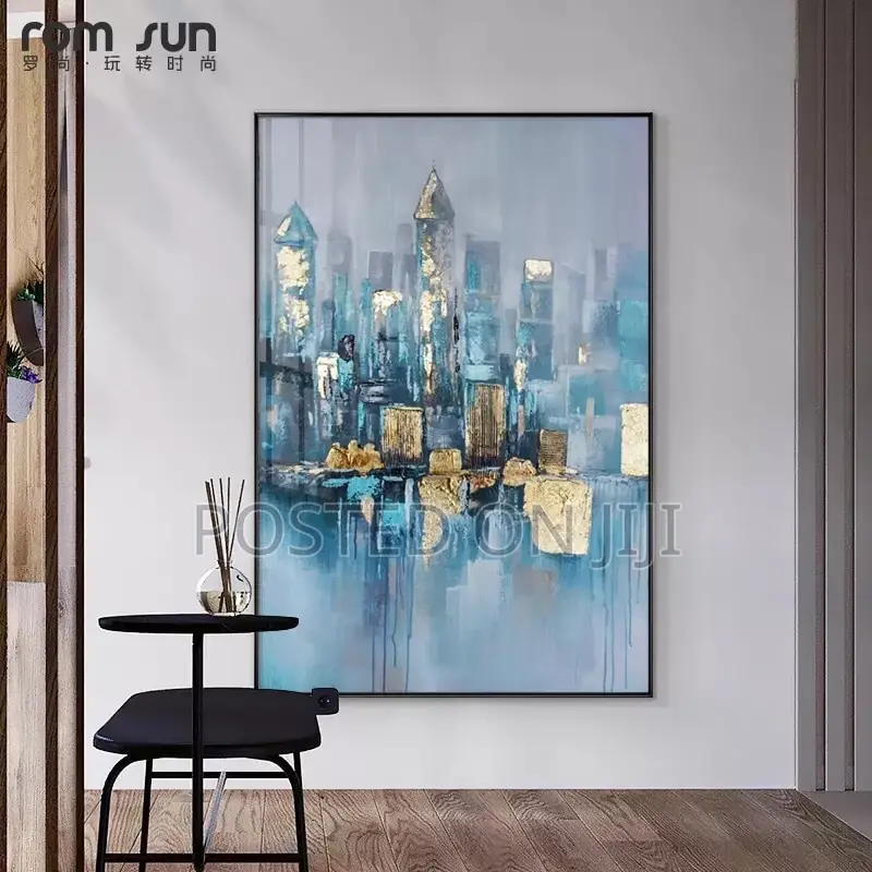 Abstract Blue Flower Canvas and Pint