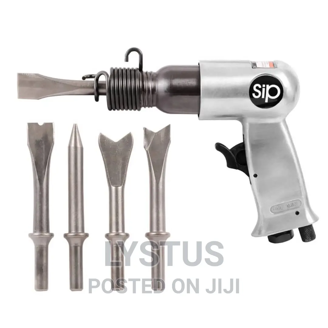 7pcs 190mm Air Pneumatic Hammer Gun Kit, 1/4" NPT, 5 Chisel