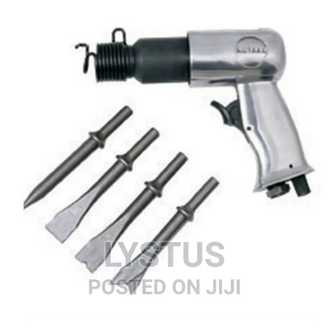 7pcs 190mm Air Pneumatic Hammer Gun Kit, 1/4" NPT, 5 Chisel