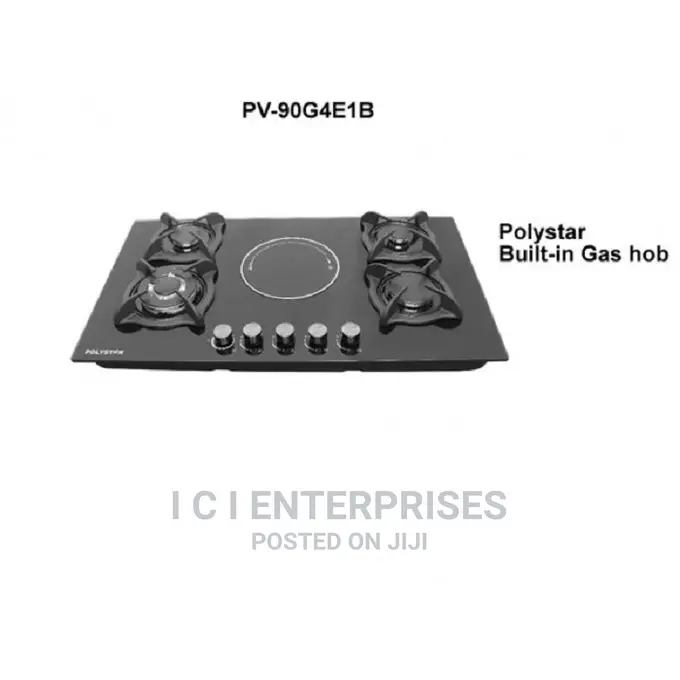 Polystar 4 Burner Gas Cooker With 1 Electric Gas Hob