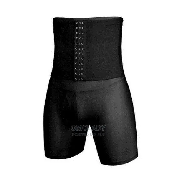 Underbust To Thigh Zipped Mens Shapewear - Black