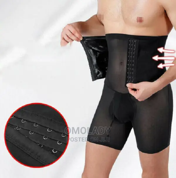 Underbust To Thigh Zipped Mens Shapewear - Black