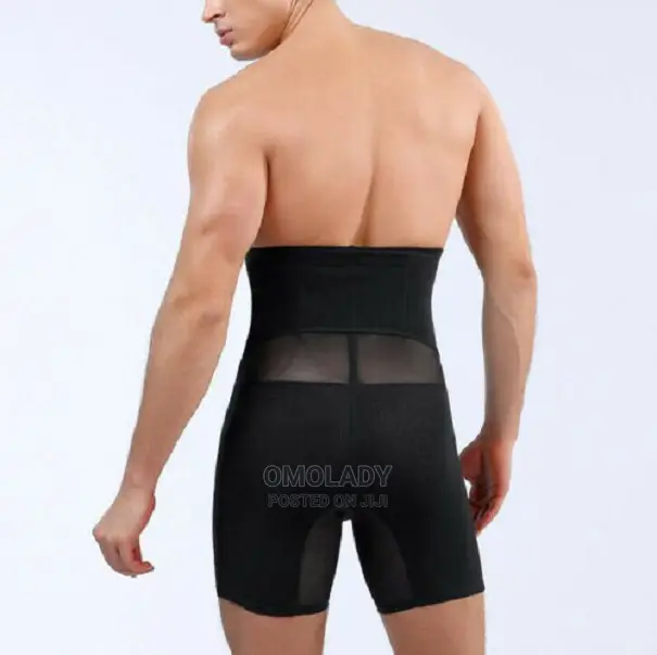 Underbust To Thigh Zipped Mens Shapewear - Black