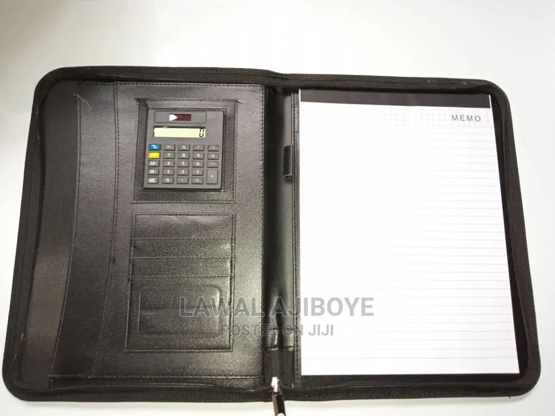 Pu Leather A4 File Folder With Calculator Briefcase Bag