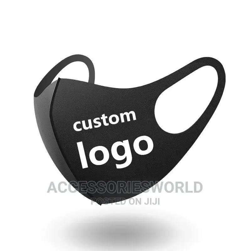 500 Pcs Print Your Logo Washable Black Fashion Face Mask