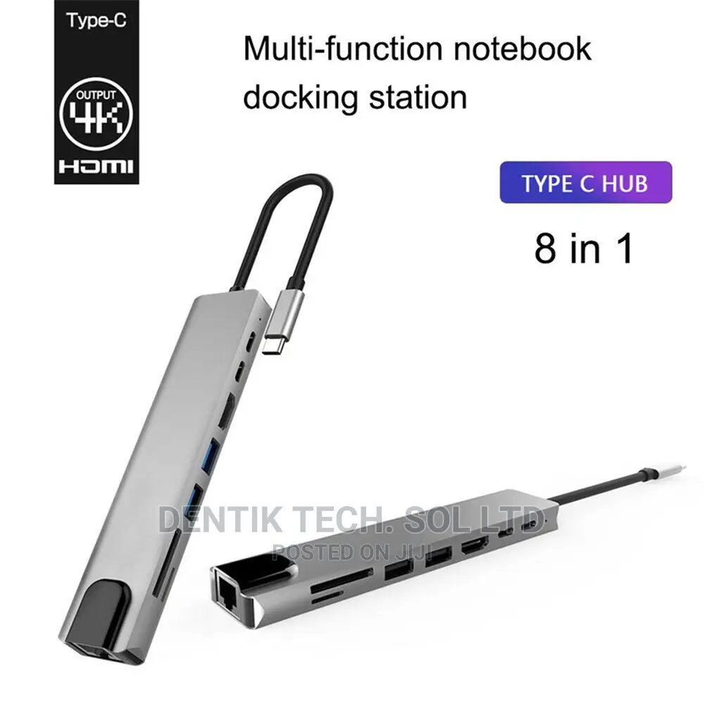 8 in 1 Type-C Type C Usb-C to Hdmi Rj45 Gigabit Ethernet Ada
