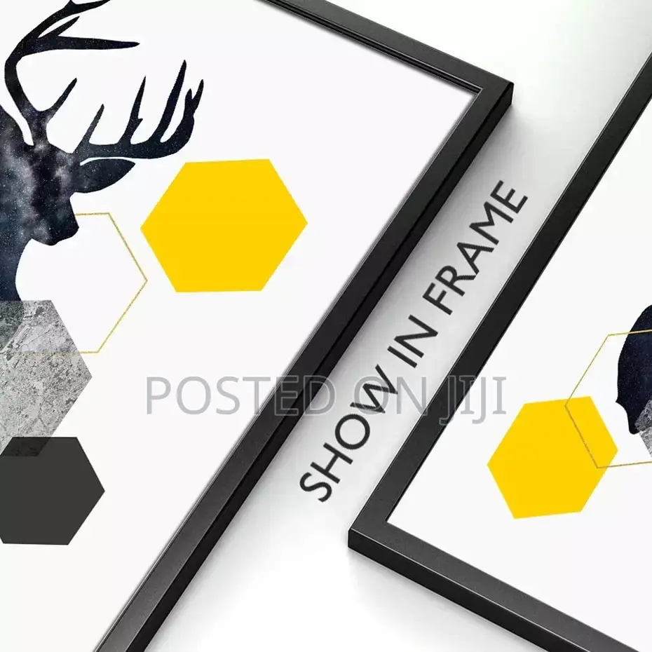 Yellow Marble Nordic Deer Canvas Printing