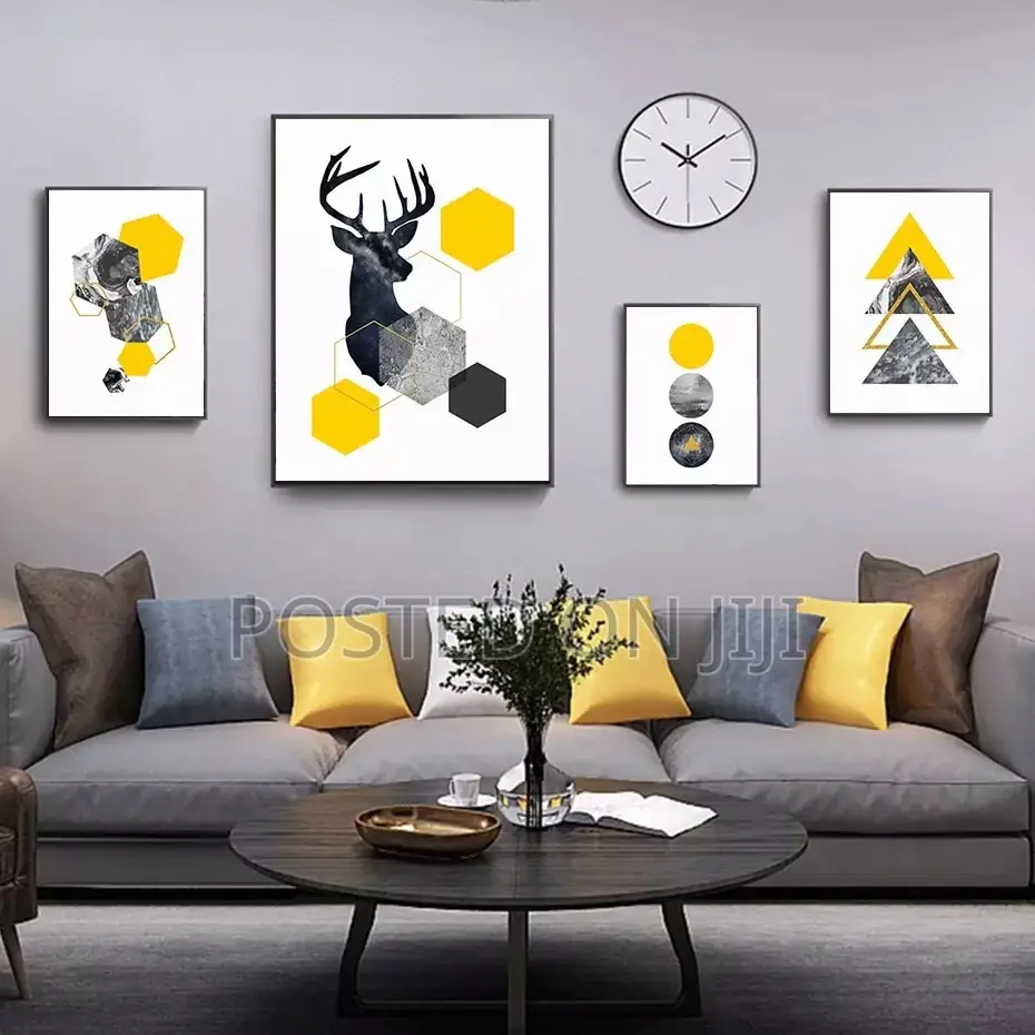 Yellow Marble Nordic Deer Canvas Printing