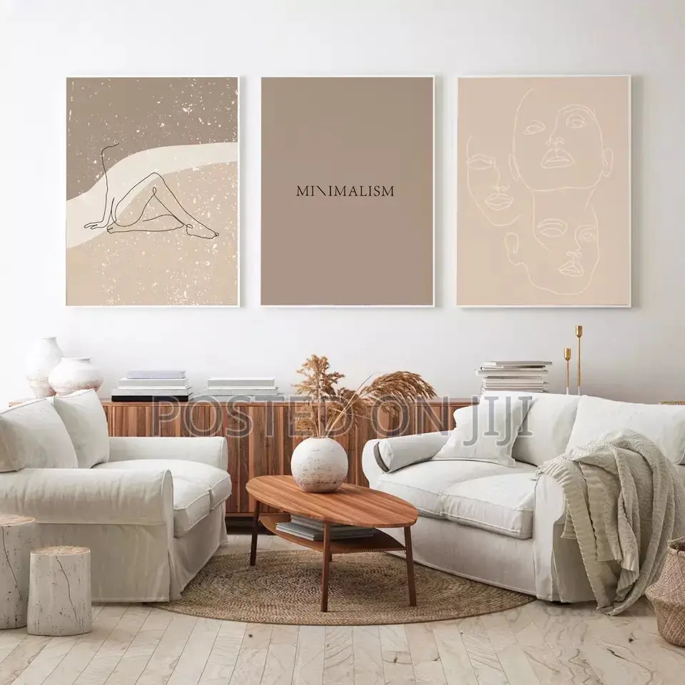 Nordic Abstract Grey Woman Beige Poster